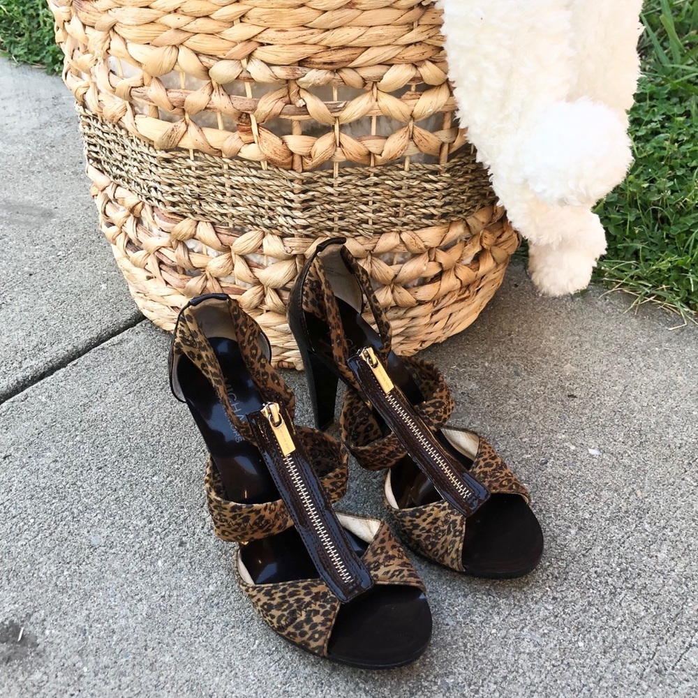 Michael Kors leopard print strap heels